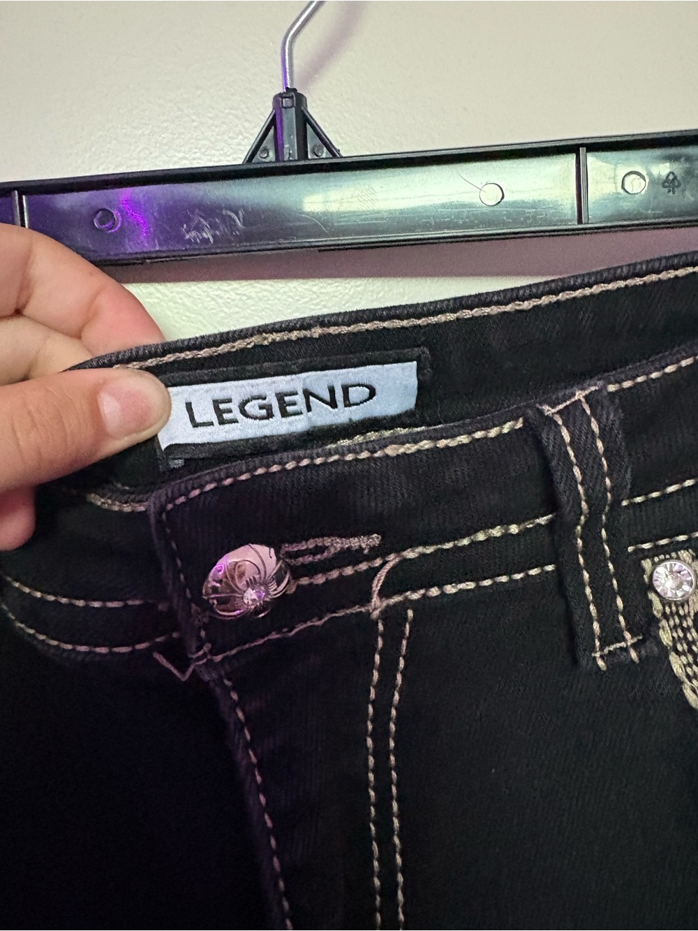 Women's Bootcut Jeans black with Contrast Stitching - Picture 5 of 6